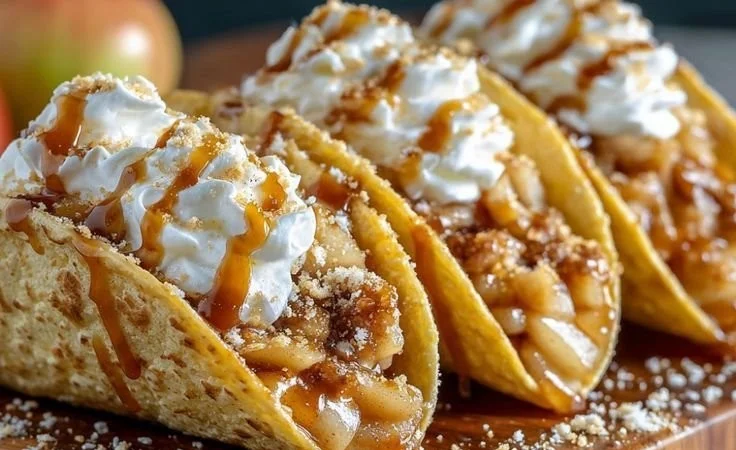 Delicious homemade apple pie tacos with cinnamon and apples