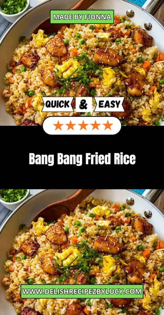 A vibrant plate of Bang Bang Fried Rice with colorful vegetables and spices