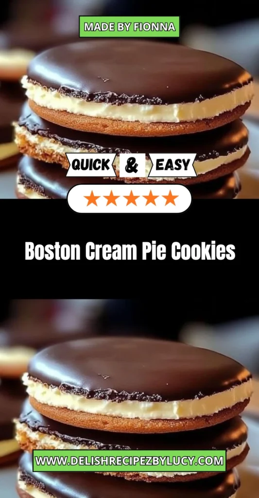 Delicious Boston Cream Pie Cookies with rich chocolate and creamy filling