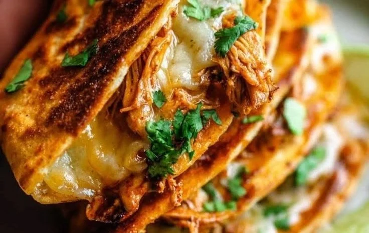 Delicious Chicken Birria Tacos with tender chicken and savory broth