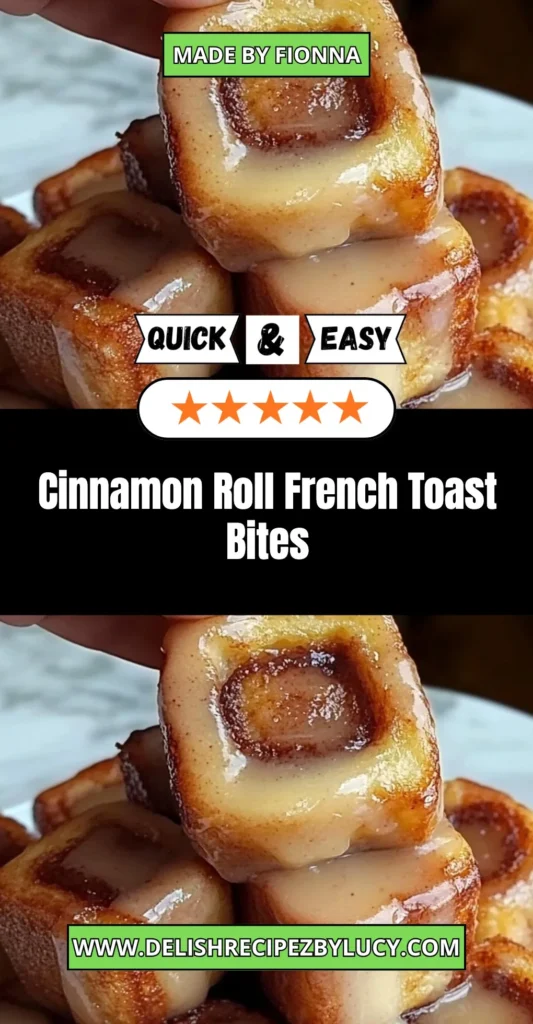 Delicious Cinnamon Roll French Toast Bites drizzled with icing