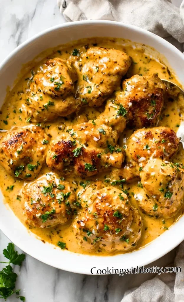 Delicious Copycat Texas Roadhouse Butter Chicken Skillet served in a pan