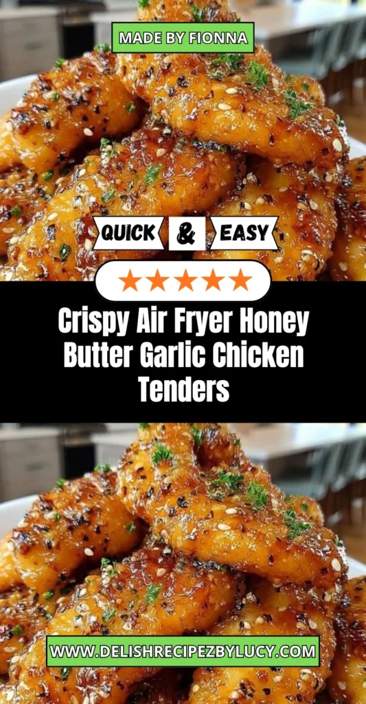 Crispy air fryer honey butter garlic chicken tenders served with dipping sauce