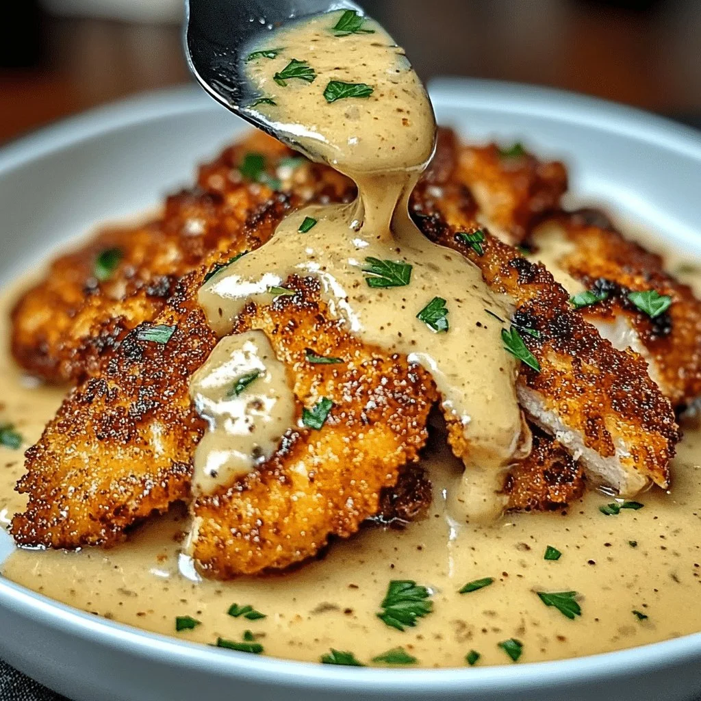 Crispy Parmesan Chicken served with rich garlic sauce on a plate.