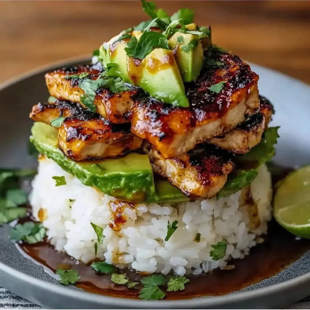 Delicious Fresh Honey Lime Chicken Stack served with vibrant garnish