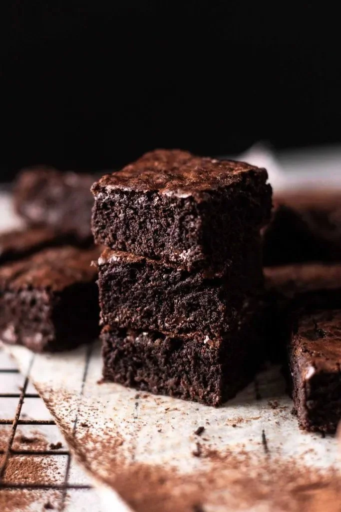 Delicious fudgy brownies with a rich chocolate texture