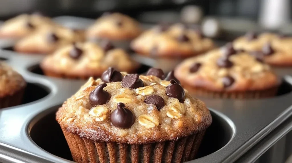 Greek Yogurt Banana Oatmeal Muffins fresh out of the oven