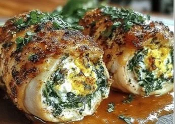 Herbed Ricotta Stuffed Chicken Rolls ready to serve