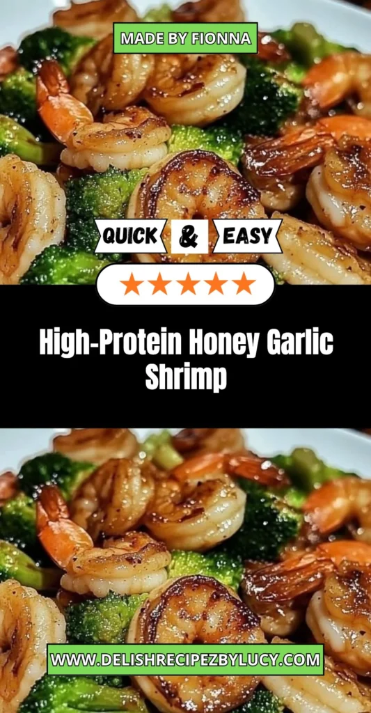 Delicious high-protein honey garlic shrimp served on a plate