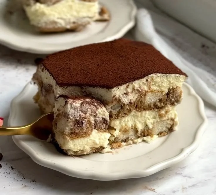 Delicious homemade tiramisu dessert layered with coffee and mascarpone cream