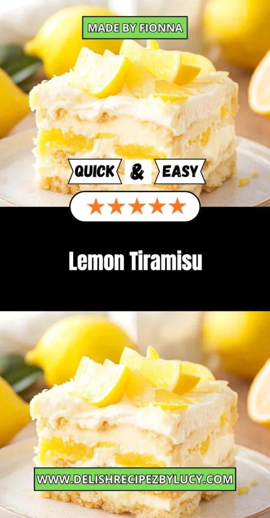 Delicious lemon tiramisu dessert featuring creamy lemon layers and coffee-soaked biscuits.
