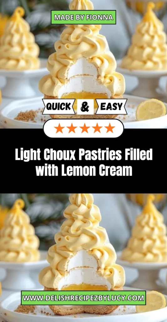 Light choux pastries filled with lemon cream on a white plate