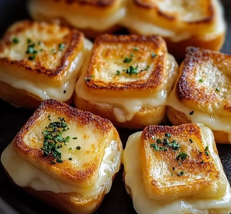 Mini Grilled Cheese Hawaiian Rolls stacked on a plate, ready to enjoy.