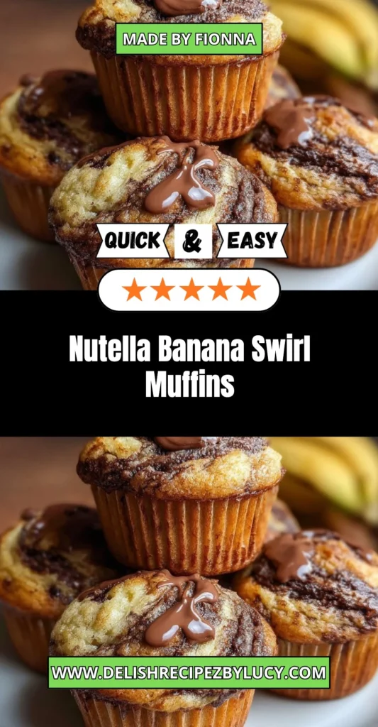 Delicious Nutella Banana Swirl Muffins with a rich chocolate and banana flavor