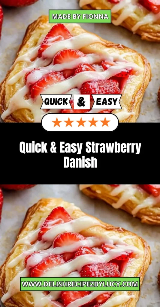 Quick and easy strawberry danish dessert with flaky pastry and fresh strawberries