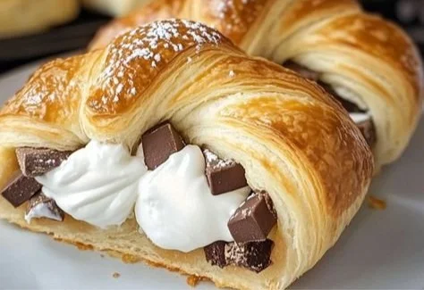 Delicious S'mores Crescent Rolls with melted chocolate and gooey marshmallows