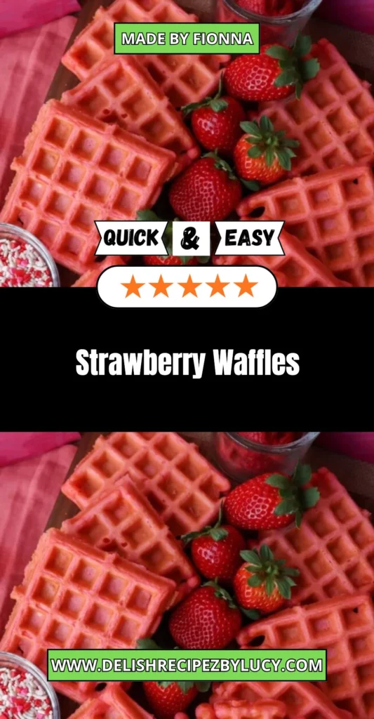 Delicious strawberry waffles topped with fresh strawberries and whipped cream