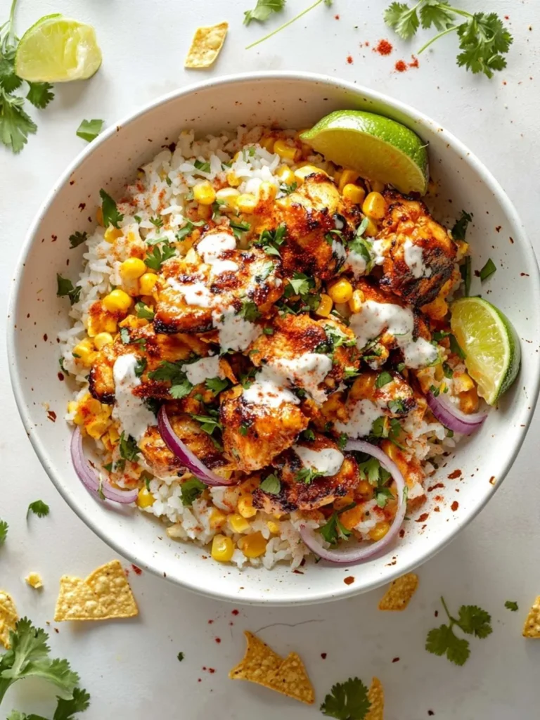 Delicious Street Corn Chicken Rice Bowl with fresh ingredients.