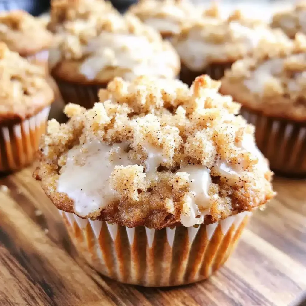 Delicious coffee-cake banana muffins with streusel topping on a plate