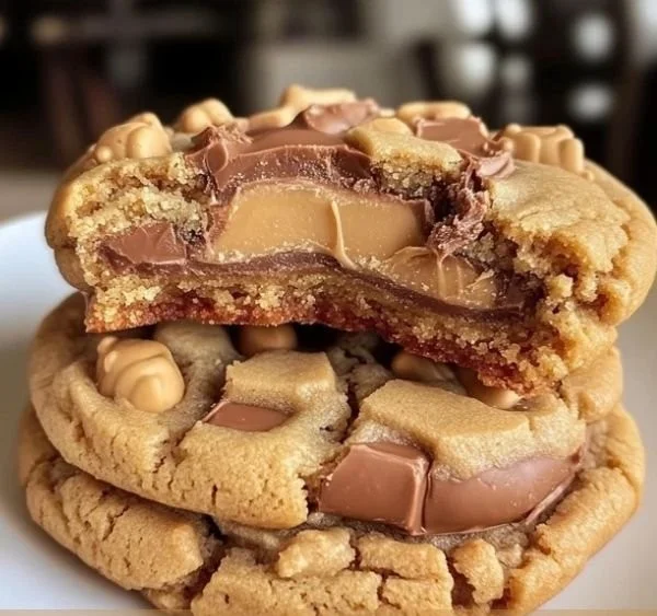 Delicious Triple Reese’s Peanut Butter Cookies on a plate