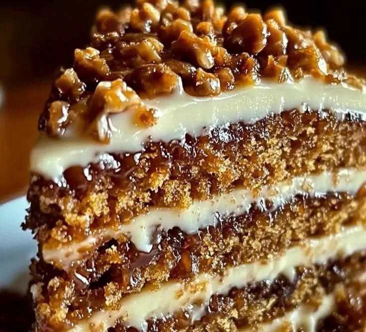 Ultimate Christmas Toffee Crunch Cake with layers of toffee and festive decorations.