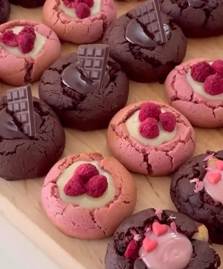 Delicious Valentine ganache cookies with rich chocolate filling