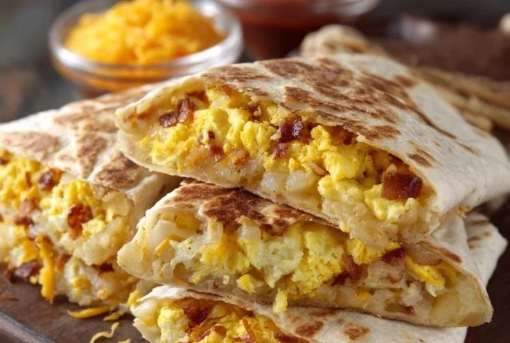 Delicious Breakfast Crunchwraps with Eggs served on a plate