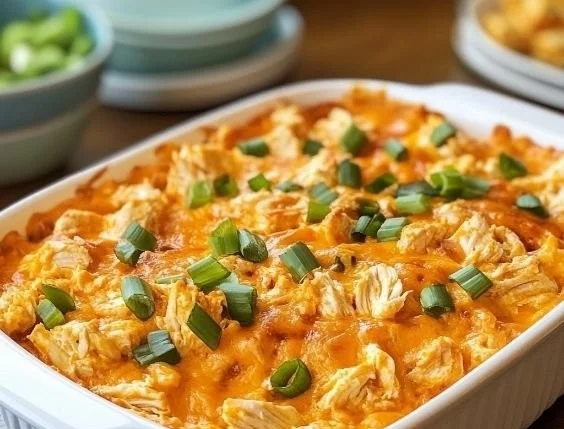 Delicious Buffalo Chicken Dip served in a bowl with tortilla chips.