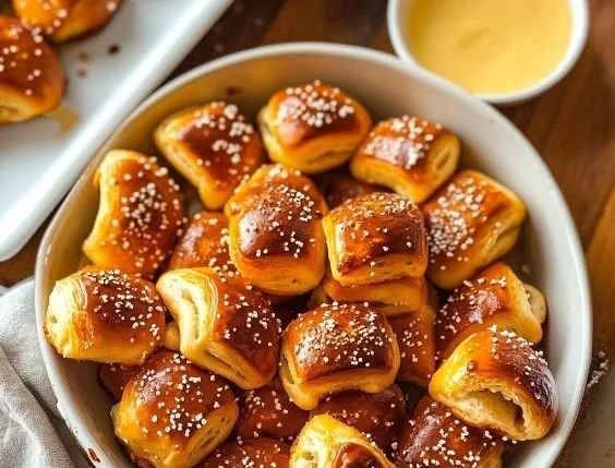 Homemade buttery soft pretzel bites fresh from the oven