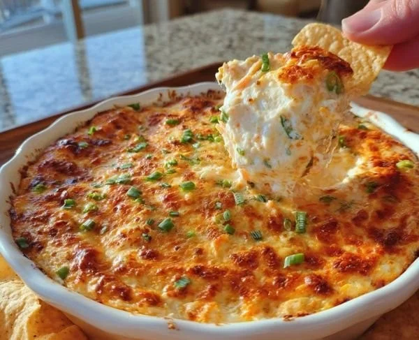Delicious cheesy crab rangoon dip served in a bowl with crackers