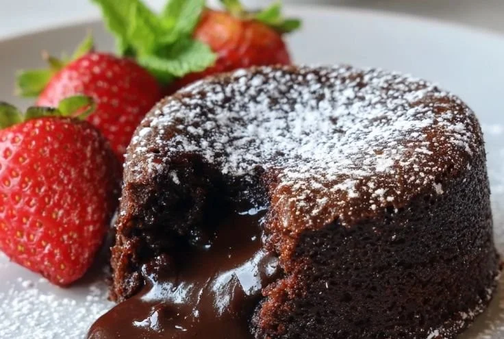Delicious homemade Chocolate Lava Cake with a gooey molten center