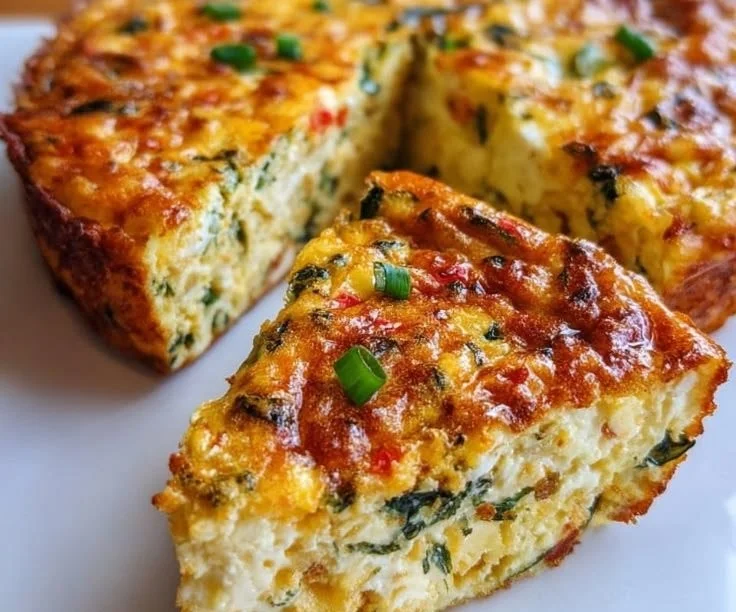 Cottage Cheese Crustless Quiche recipe with fresh ingredients