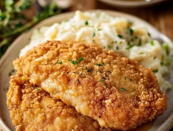 Delicious Country Fried Chicken Breast with crispy coating