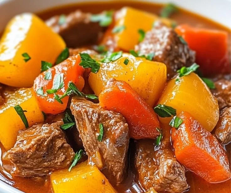 Delicious crockpot beef stew with vegetables and tender meat