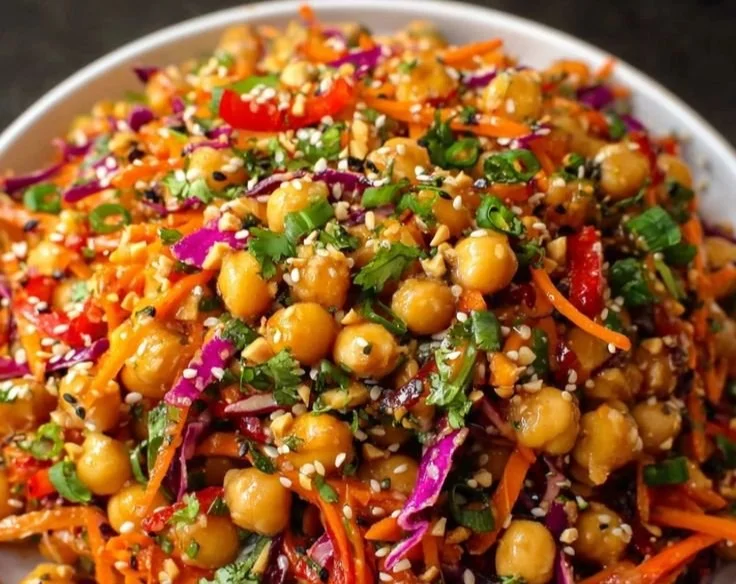 Crunchy Thai-Style Chickpea Salad with fresh veggies and herbs