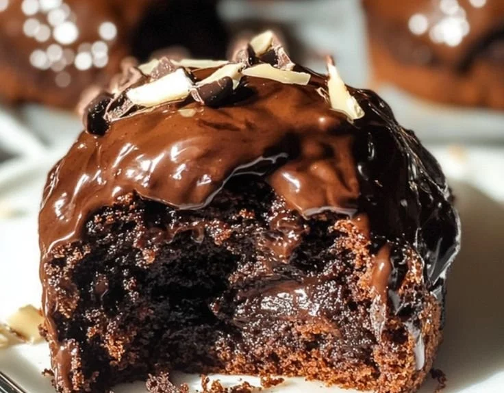 Delicious double chocolate cinnamon rolls topped with chocolate icing.