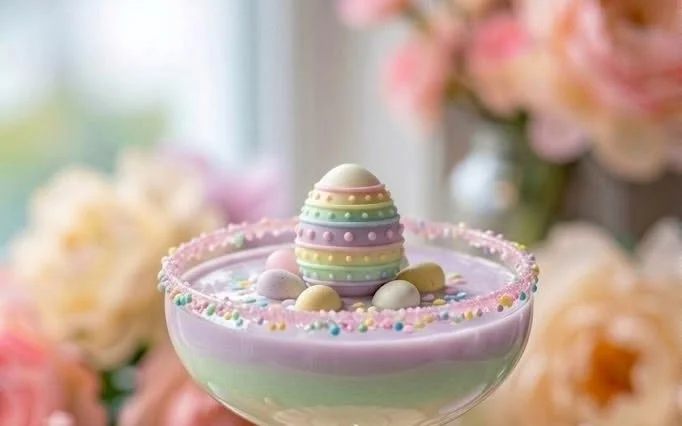 Easter Egg Martini with colorful decorations in a festive setting