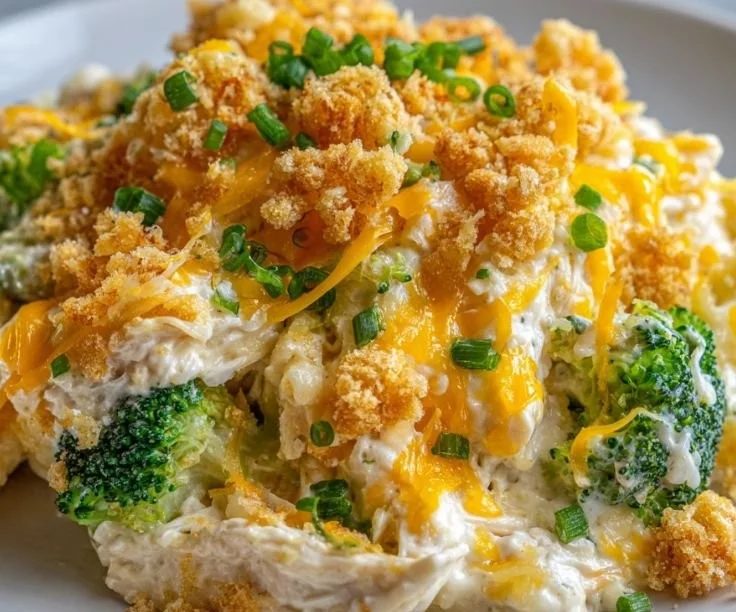 Easy Crack Chicken Casserole topped with cheese and herbs