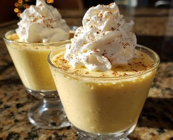Delicious Eggnog Panna Cotta served in elegant dessert cups