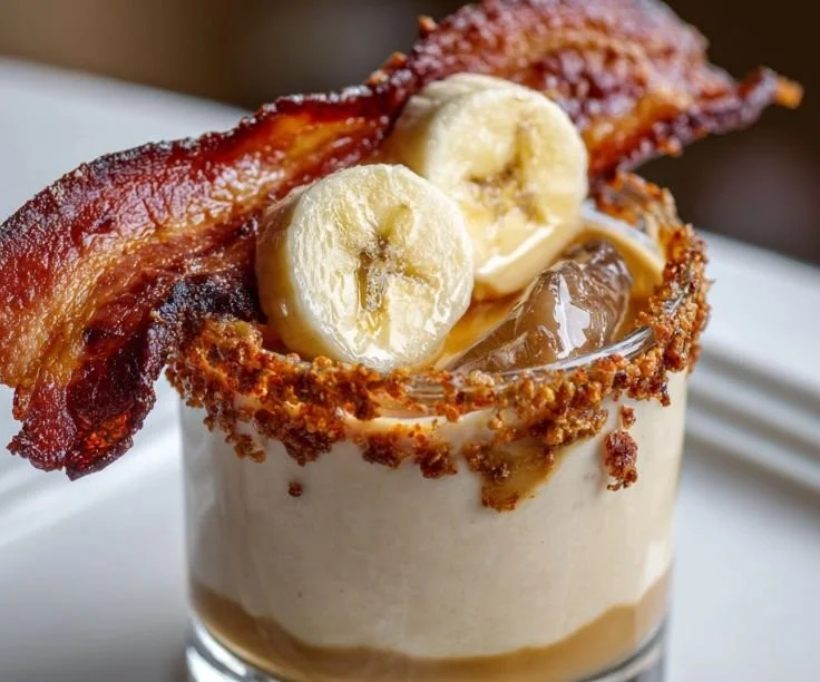 Elvis Presley shot featuring creamy decadent bliss in a glass.