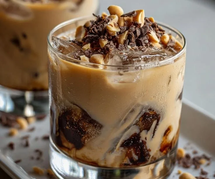 Frosted Skrewball Russian cocktail with creamy nutty flavor