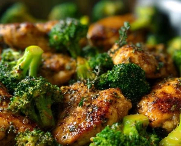 Garlic Butter Chicken served with fresh broccoli
