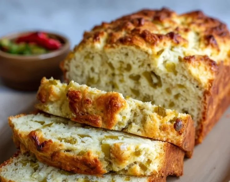 Homemade Green Chile Cheese Bread fresh out of the oven