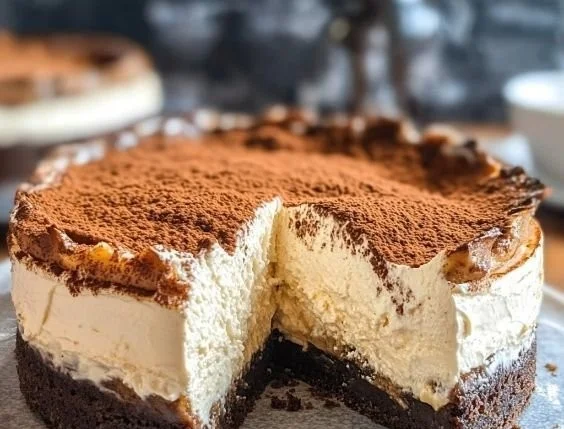 Delicious Guinness cheesecake topped with chocolate and whipped cream