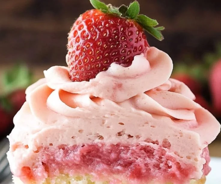 Delicious homemade strawberry frosting ready to decorate desserts