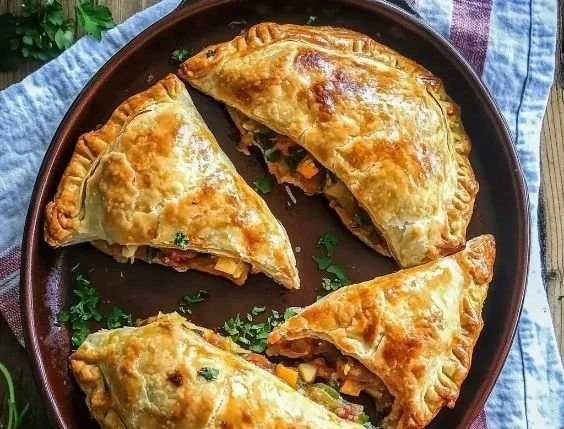 Homemade Irish vegetable pasties filled with fresh vegetables and herbs
