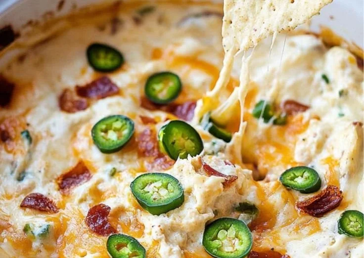 Creamy Jalapeño Popper Dip served in a dish with chips