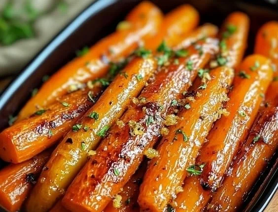 Delicious Maple Dijon Roasted Carrots served as a flavorful side dish