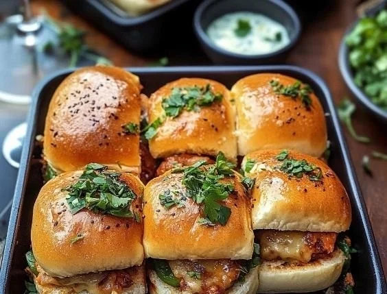 Delicious Marry Me Chicken Sliders ready to serve at a dinner party