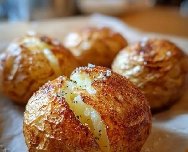 Delicious oven-baked potatoes with crispy skin and fluffy interior